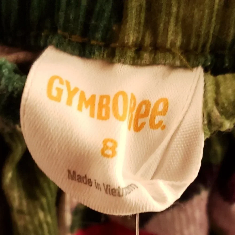 Gymboree Girls Green Purple Elastic Waist Corduroy Skirt 8